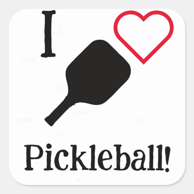 Sticker Carré J'❤️ Pickleball ! (Devant)
