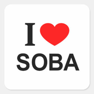 STICKER CARRÉ J'❤️ SOBA J'AIME SOBA I COEUR SOBA SOBA