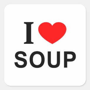 STICKER CARRÉ J'❤️ SOUPE J'AIME LA SOUPE I HEART SOUP