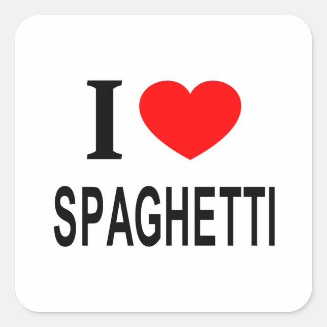 STICKER CARRÉ J'❤️ SPAGHETTI J'AIME SPAGHETTI I COEUR SPAGHETTI (Devant)