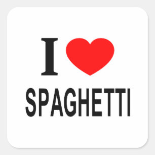 STICKER CARRÉ J'❤️ SPAGHETTI J'AIME SPAGHETTI I COEUR SPAGHETTI