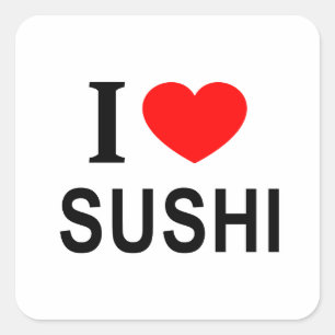 STICKER CARRÉ J'❤️ SUSHI J'AIME SUSHI J'AIME SUSHI J'AIME LE COE