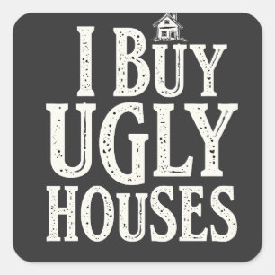 Sticker Carré J'Achète Maisons Vilaines Maisons Immobilières Loc