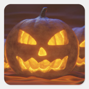 Sticker Carré Jack-o'-lantern Citrouille Halloween