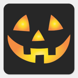Sticker Carré Jack-o'-lantern Déplaisant Citrouille face Hallowe