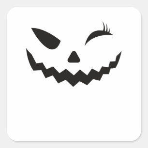 Sticker Carré Jack-o'-lantern Halloween Citrouille face Winking