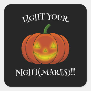Sticker Carré Jack-o'-Lanterne - Allumez vos cauchemars