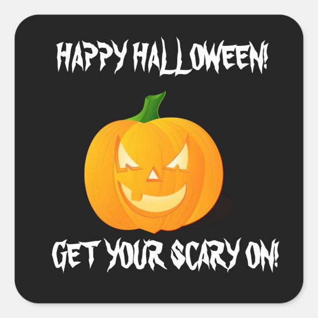 STICKER CARRÉ JACK O'LANTERN HALLOWEEN (Devant)