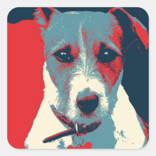 Sticker Carré Jack Russel Terrier Parodie de l'espoir politique