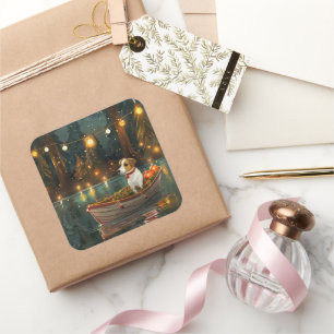 Sticker Carré Jack Russell Christmas Festive Voyage