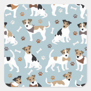 Sticker Carré Jack Russell Terrier Paws and Bones