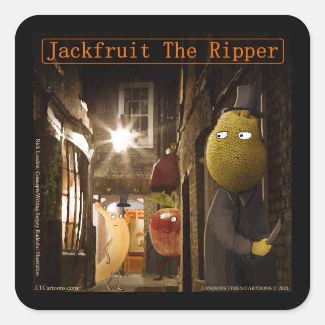Sticker Carré Jackfruit le Ripper Drôle Rick Londres (Devant)