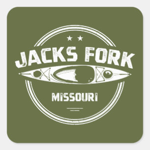 Sticker Carré Jacks Fork River Missouri Kayak