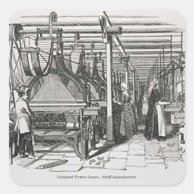 Sticker Carré Jacquard Power Looms (gravure) (Devant)