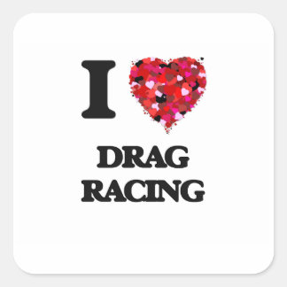 Sticker Carré J'adore Drag Racing
