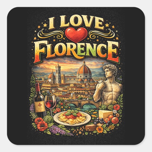 Sticker Carré J'adore Florence (Devant)