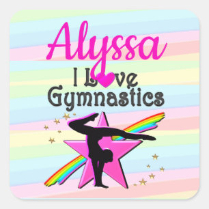 STICKER CARRÉ J'ADORE GYMNASTICS SUPER STAR DESIGN