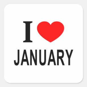 Sticker Carré J'adore JANVIER J'AIME JANVIER JE ❤️ JANVIER
