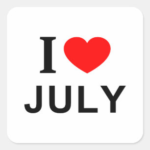 Sticker Carré J'adore juillet, j'aime juillet, je ❤️ juillet