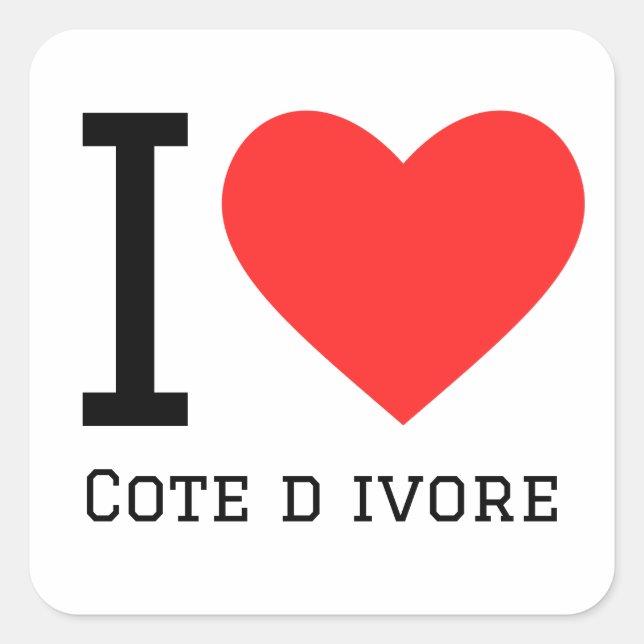 Sticker Carré J'adore la cote d ivore (Devant)