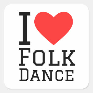 Sticker Carré J'adore la danse folklorique