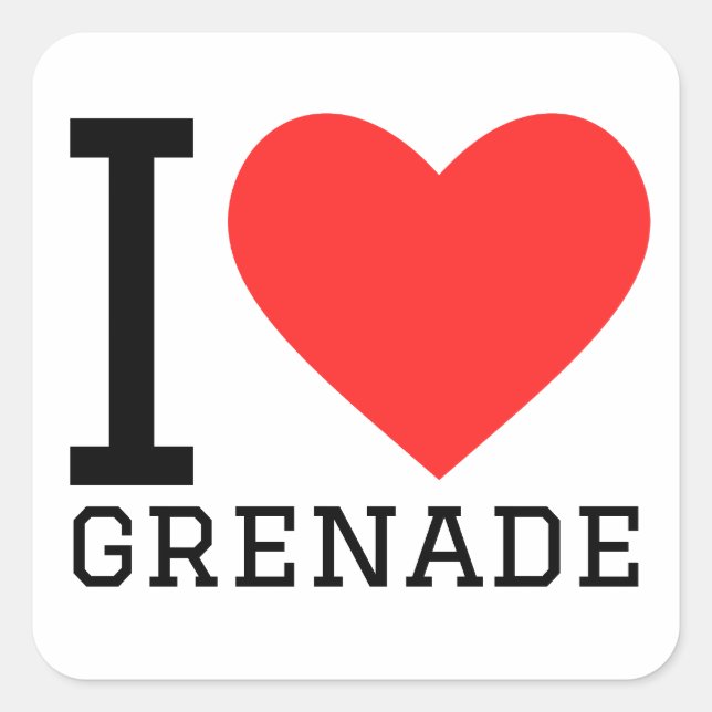 Sticker Carré J'adore la grenade (Devant)
