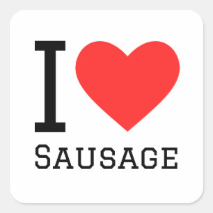 Sticker Carré J'adore la saucisse