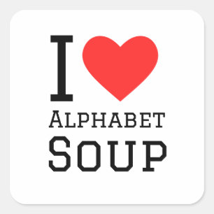 Sticker Carré J'adore la soupe alphabet