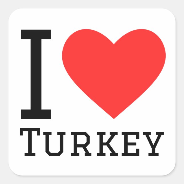 Sticker Carré J'adore la Turquie (Devant)