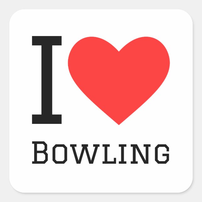 Sticker Carré J'adore le bowling (Devant)