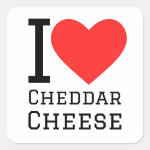 Sticker Carré J'adore le cheddar au fromage