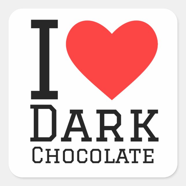 Sticker Carré J'adore le chocolat noir (Devant)