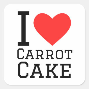 Sticker Carré J'adore le gâteau à la carotte