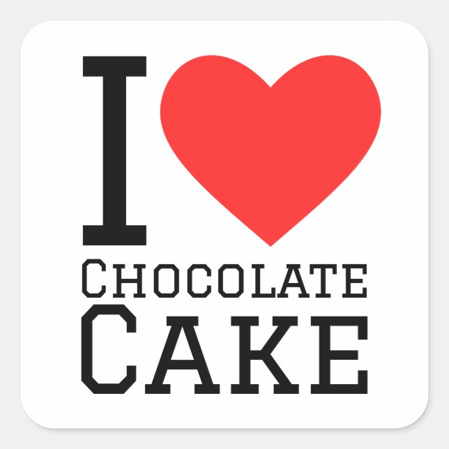 Sticker Carré J'adore le gâteau au chocolat (Devant)