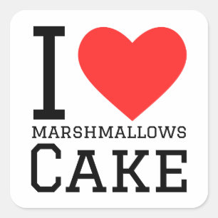 Sticker Carré J'adore le gâteau Marshmallow