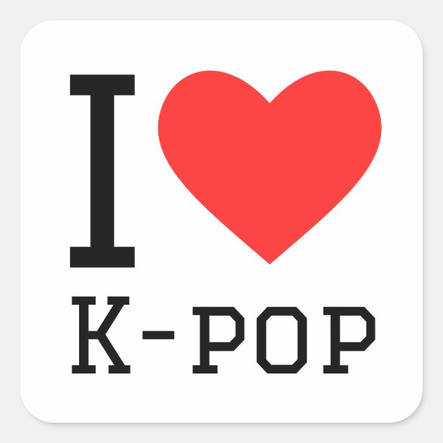 Sticker Carré J'adore le k-pop (Devant)