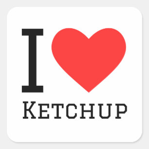 Sticker Carré J'adore le ketchup