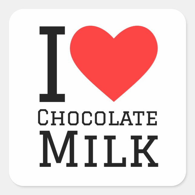 Sticker Carré J'adore le lait au chocolat (Devant)