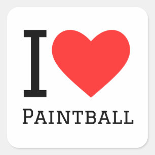 Sticker Carré J'adore le paintball