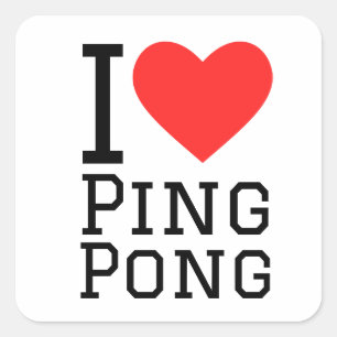 Sticker Carré J'adore le ping pong
