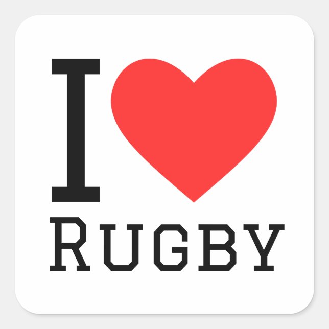Sticker Carré J'adore le rugby (Devant)
