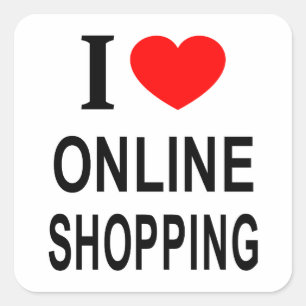Sticker Carré J'adore le SHOPPING EN LIGNE J'AIME LE SHOPPING E