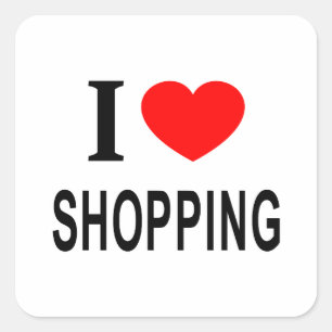 Sticker Carré J'adore le shopping j'aime le shopping j'adore fai