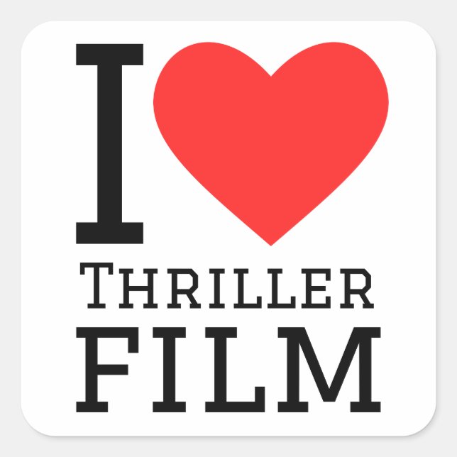 Sticker Carré J'adore le thriller film (Devant)