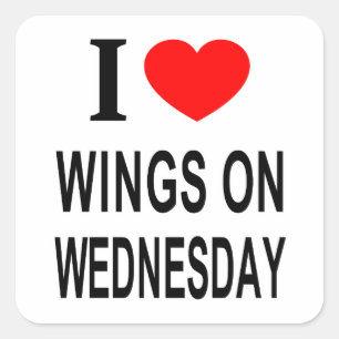 Sticker Carré J'adore les ailes de poulet le mercredi J'AIME LES