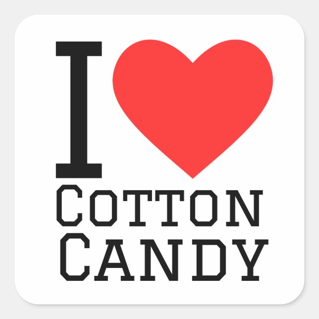 Sticker Carré J'adore les bonbons en coton (Devant)