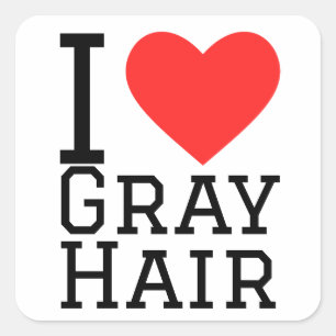 Sticker Carré J'adore les cheveux gris