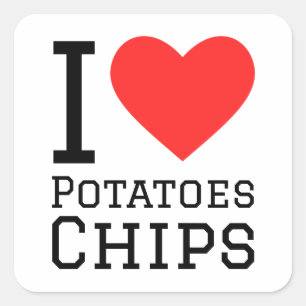 Sticker Carré J'adore les chips