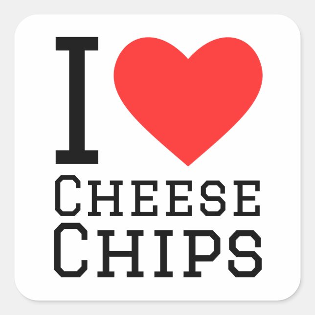 Sticker Carré J'adore les chips au fromage (Devant)