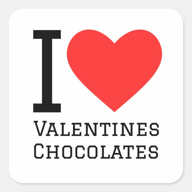 Sticker Carré J'adore les chocolats valentines (Devant)